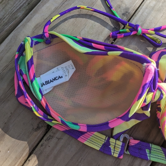 La Blanca Vintage 90s High Cut Neon Bikini Set Size 14 - Picture 7 of 7